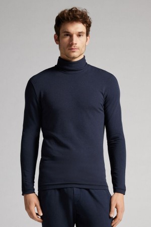 Men Intimissimi High-Neck Modal-Cashmere Long Sleeve Black | 6750891-HC