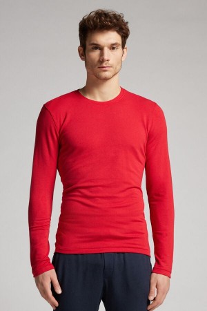 Men Intimissimi Modal-Cashmere Long Sleeve Red | 5307268-YB