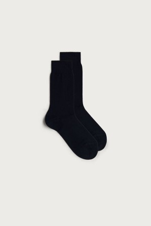 Men Intimissimi Short Warm Cotton Socks Blue | 2956847-XG