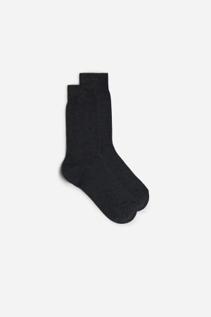 Men Intimissimi Short Warm Cotton Socks Dark Grey | 7329605-GS