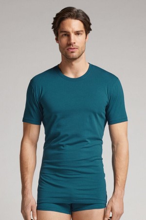 Men Intimissimi Stretch Superior Cotton T-Shirt Green | 7940826-KG