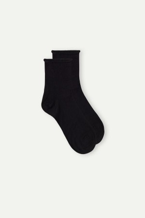 Men Intimissimi Superior Cotton Ankle Socks Black | 6184903-BM