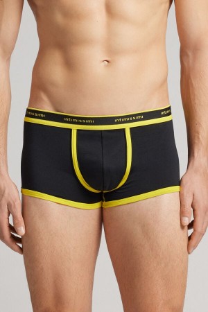 Men Intimissimi Superior Cotton With Logo Boxer Black | 6127053-TB