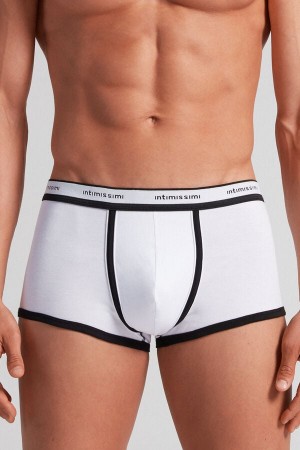 Men Intimissimi Superior Cotton With Logo Boxer White / Black | 8702593-UF