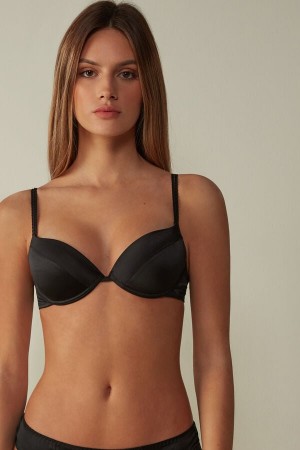 Women Intimissimi Bellissima Silk Push-Up Bra Black | 8693451-CP