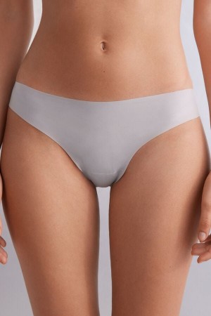 Women Intimissimi Brazilian Seamless Ultra Light Microfiber Briefs Grey | 0837216-IX