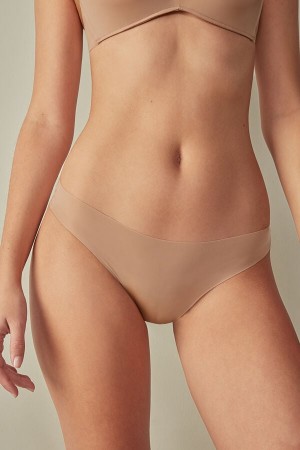 Women Intimissimi Brazilian Seamless Ultra Light Microfiber Briefs Orange Beige | 0648351-RQ