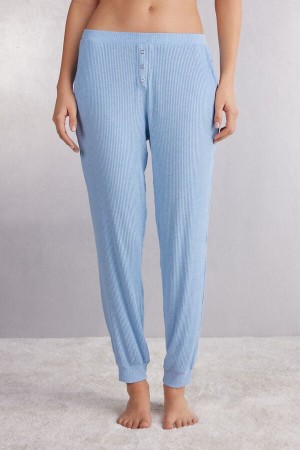 Women Intimissimi Chic Comfort Full Length Modal Pants Blue | 4815309-FX