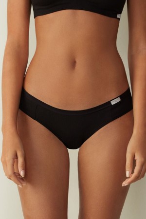 Women Intimissimi Cotton Panties Black | 2614830-TU