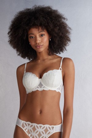 Women Intimissimi Crafted Elegance Sofia Balconette Bra White | 7019542-QZ