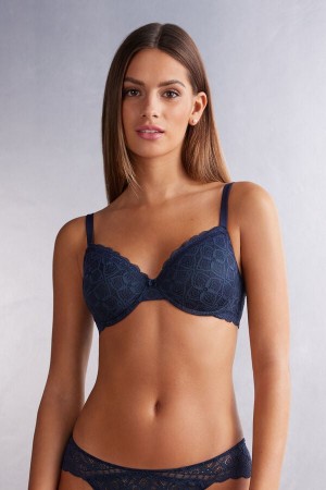 Women Intimissimi Francesca Balconette Lace Bra Blue | 0786935-LK