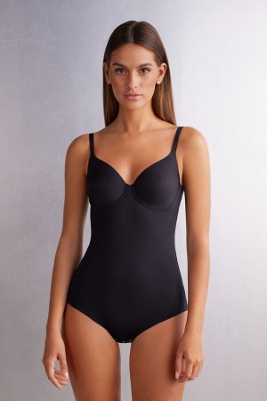 Women Intimissimi Francesca In Ultralight Microfiber Bodysuit Black | 4159683-JA