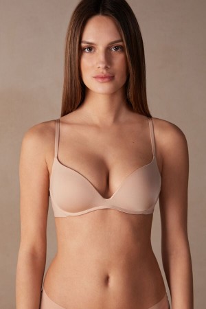 Women Intimissimi Gioia Push-Up Ultralight Microfiber Bra Orange Beige | 5120963-HQ