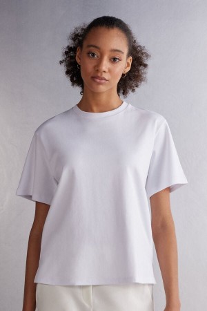 Women Intimissimi In Cotton Short Sleeve White | 4013275-TJ