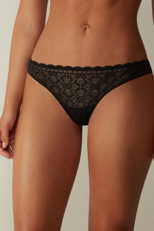 Women Intimissimi Lace And Microfiberzilian Briefs Black | 7104392-UM