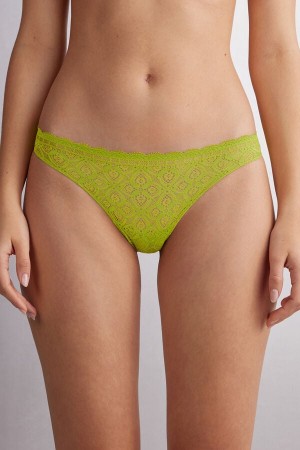 Women Intimissimi Lace And Microfiberzilian Briefs Green | 1493628-TA