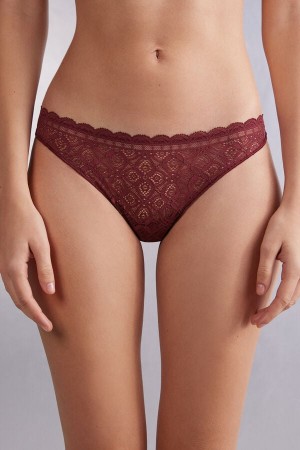 Women Intimissimi Lace And Microfiberzilian Briefs Red | 7658239-DM