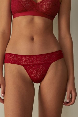 Women Intimissimi Lacezilian Briefs Red | 4309651-JQ