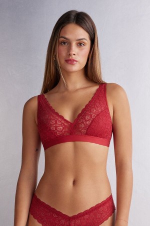 Women Intimissimi Lara Triangle Lace Bra Red | 5426378-RM