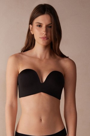 Women Intimissimi Laura Bandeau Ultralight Microfiber Bra Black | 8403197-RO