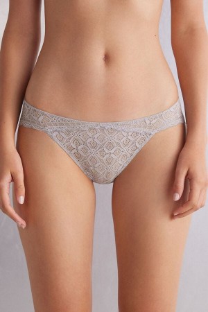 Women Intimissimi Low Rise Lace Panties Grey | 4139805-TU