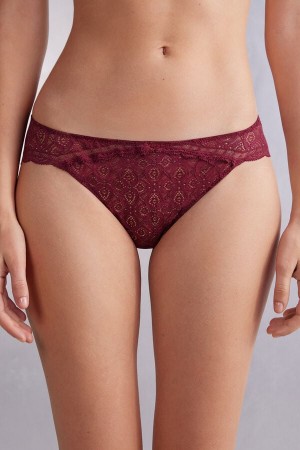 Women Intimissimi Low Rise Lace Panties Red | 0358149-CW