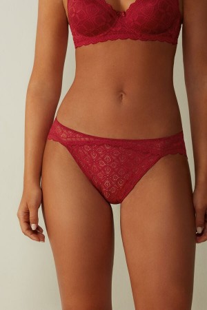 Women Intimissimi Low Rise Lace Panties Red | 6425931-IX