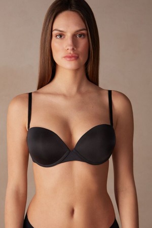 Women Intimissimi Multi-Functional Anna Balconette Ultralight Microfiber Bra Black | 6785049-CL