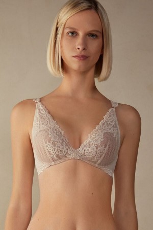 Women Intimissimi Pretty Flowers Giorgia Balconette Bra Cream Pink | 0248531-YR