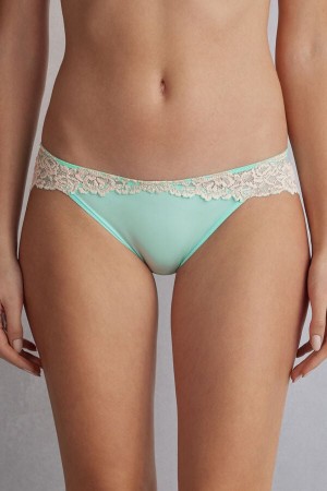 Women Intimissimi Pretty Flowers Panties Green / White | 5130289-OH