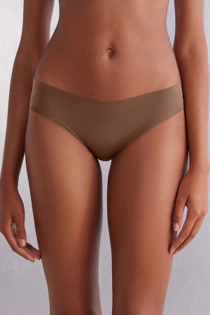 Women Intimissimi Seamless Microfiber Panties Dark Beige | 6543917-BU