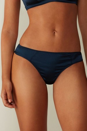 Women Intimissimi Silk Cheeky Briefs Blue | 9102543-JE