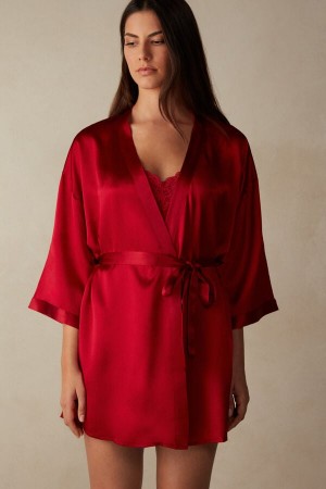 Women Intimissimi Silk Kimono Pajamas Red | 7482691-QM