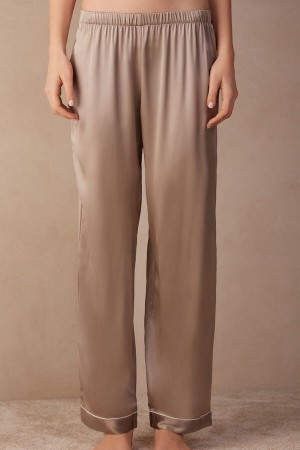 Women Intimissimi Silk Satin Pants Beige | 6403295-JX