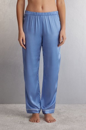 Women Intimissimi Silk Satin Pants Blue | 3176092-IJ