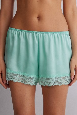 Women Intimissimi Silk Shorts Green | 0467352-PZ