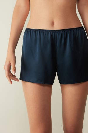 Women Intimissimi Smooth Silk-Satin Shorts Blue | 4368059-BL