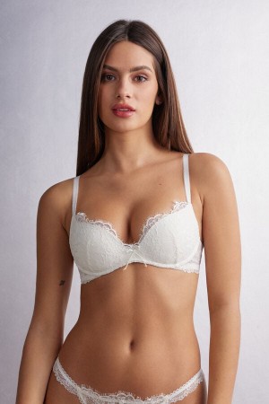 Women Intimissimi The Most Romantic Season Gioia Super Push-Up Bra White | 3682410-QK