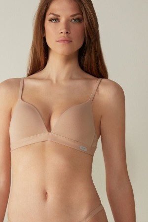 Women Intimissimi Tiziana Triangle Cotton Bra Orange Beige | 9386712-OM