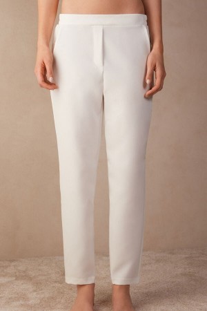 Women Intimissimi TrouPockets Trousers White | 4739180-QV