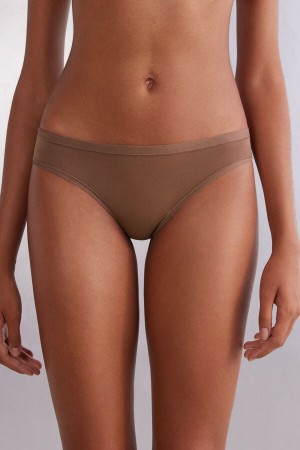 Women Intimissimi Ultralight Cottonzilian Briefs Dark Beige | 2408796-QK