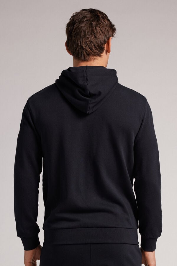 Men Intimissimi Cotton Zip Hoodie Black | 8296051-BL