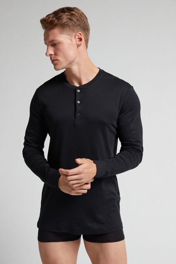 Men Intimissimi Cottons Long Sleeve Black | 9456701-AQ