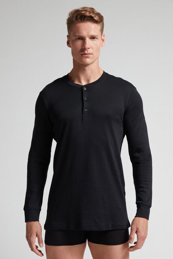 Men Intimissimi Cottons Long Sleeve Black | 9456701-AQ