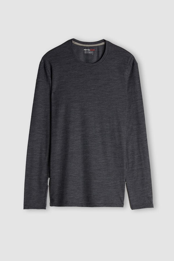 Men Intimissimi Crew-Neck Merino-Wool Long Sleeve Grey | 3875409-UN