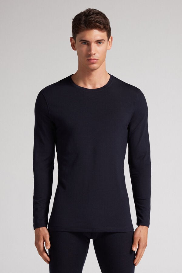 Men Intimissimi Crew-Neck Merino-Wool Long Sleeve Black | 4179562-NB