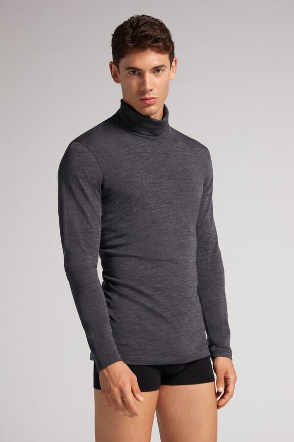 Men Intimissimi High-Neck Merino-Wool Long Sleeve Grey | 0619284-PZ