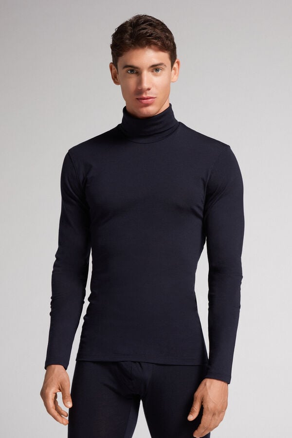 Men Intimissimi High-Neck Merino-Wool Long Sleeve Black | 5270436-BO