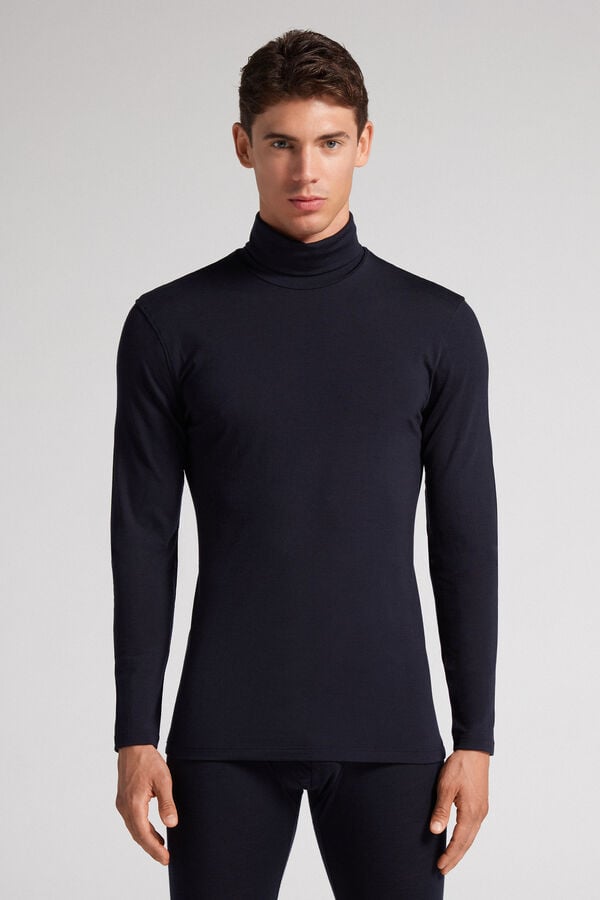 Men Intimissimi High-Neck Merino-Wool Long Sleeve Black | 5270436-BO