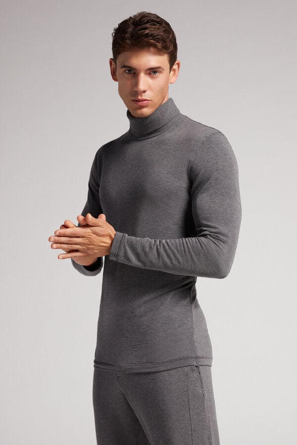 Men Intimissimi High-Neck Modal-Cashmere Long Sleeve Deep Grey | 5493768-JL